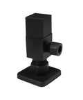 Square Handle One Quarter Turn Angle Stop Valve With One Half Inch Copper To Three Eighths Inch Compression Fittings Matte Black Finish