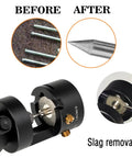 Heavy Duty Aluminum Tungsten Electrode Sharpener Grinder For TIG Welding Tool With Open Single Column Design before and after sharpening
