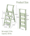 4 Step Foldable Aluminum Ladder That Doubles As A Lightweight Step Stool No Assembly Needed With Compact 2.1 Inches Folded Thickness And Reaches Up To 29.7 Inches For Easy Home Garage Use, open and folded size view