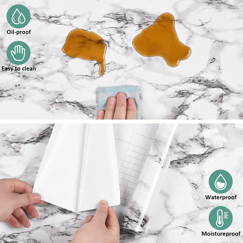 Marble Peel And Stick Wallpaper Glossy Marble Contact Paper for Countertops Kitchen Cabinets And Bathroom Surfaces 24 By 197 Inches