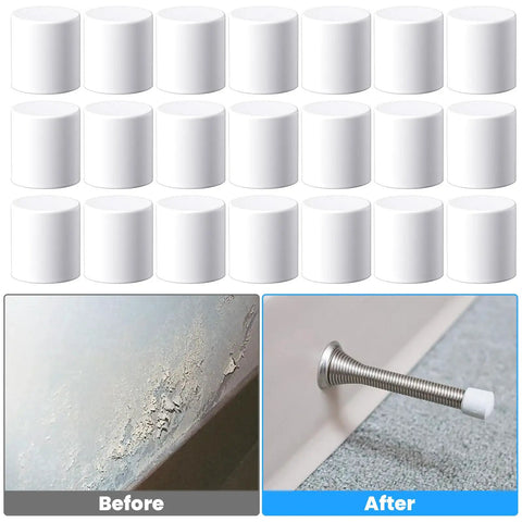 Universal Rubber Door Stopper Tips And Caps Replacement Set 40 Pcs White Wall Mount End Caps for Home or Office Doors Bumper Protectors