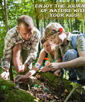 Family exploring forest using Awesome Kids Outdoor Explorer Kit With Bug Catcher Gear for outdoor adventures.
