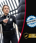 Police officer holding Stainless Steel Handcuffs For Law Enforcement Heavy Duty Professional Grade With Forged Steel Bows