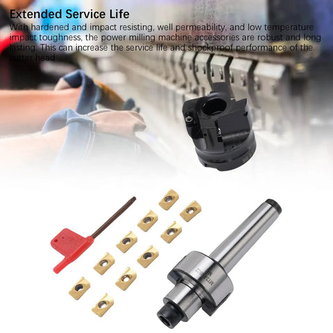 Face Mill Kit With MT2 FMB22 Holder - CNC Indexable High Speed Milling Cutter Kit, 400R-50-22 displayed with inserts