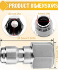 2-pack stainless steel pressure washer quick-connect couplers with 1/4/3/8 in male plugs and female NPT fittings