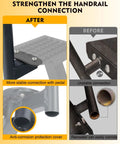 Heavy Duty Boat Trailer Steps Rock Solid Steel Tongue Access For Three By Three Or Four By Four Sizes showing stable handrail connection upgrade.