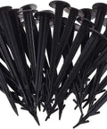 Heavy Duty 50 Pack 4.5 Inch Plastic Garden Stakes For Ground Fixing And Edging, Ideal For Tents, Tarps, Weed Fabric, Black