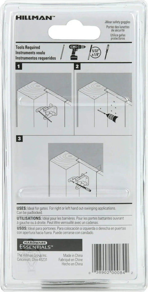 Instructions for Heavy Duty Outswing Gate Latch Self Closing Spring Hinge mounting on gates, including tool requirements.