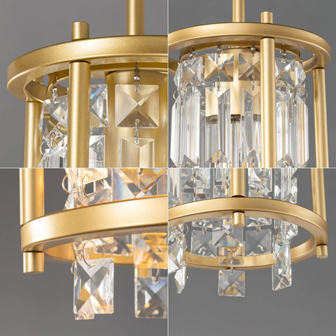 Dope Modern Gold Pendant Lights for Kitchen Island and Dining Room Crystal Chandelier Fixture close-up of crystal accents