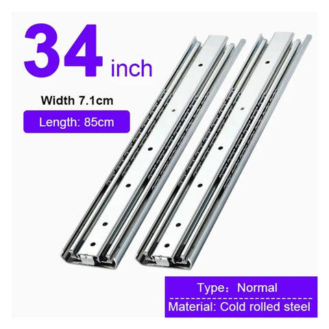 Heavy Duty 34 Inch Full Extension Side Mount Drawer Slides One Pair Ball Bearing Cabinet Rails Glides Like Butter Hassle Free Clip Install For Kitchen Cabinet Upgrades, cold rolled steel.