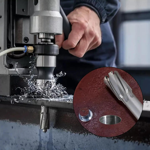 Heavy Duty Carbide Annular Cutter Kit With Eight Precision Hole Saws And Dual Pilot Pins Built Super Tough For stainless steel drilling