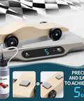 Pinewood Derby Car Weights Kit With 4 Ounce Total Weight Lead Free Derby Weights And Half Ounce Graphite Powder Graphite Lubricant For Pine Wheels And Axles Low Profile Weights To Tweak The COG And Easy Install displayed on scale