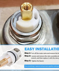 Heavy Duty Faucet Stem Assembly Kit For Two Handle Kitchen Bath And Tub Shower Universal Replacement Parts Quick Swap Design Rugged metal core and white plastic stem close-up.