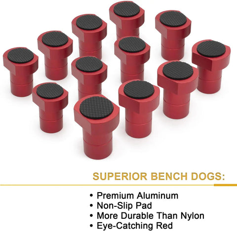 12-Pack 20mm Bench Dogs With Non Slip Aluminum Clamp For MFT Workbenches Fits 0.787 Inch Dog Holes Square Table Stops