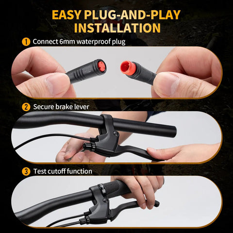 Installation steps for Dual Action Ebike Brake Levers With 2 Pin Connector And 2 Wires For Electric Bicycles And Scooters.