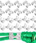 20 Pack Heavy Duty Stainless Steel Rope Clamps, Double Clip Set For Three Eighths To One Half Inch Ropes, Loop End Design