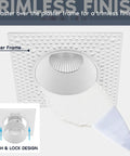 Trimless 3 Inch Led Recessed Ceiling Lights Featuring A Seamless Plaster Edge, shown with a plaster frame installation.