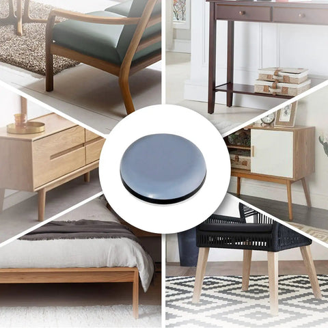 Heavy Duty Ptfe Teflon Furniture Sliders One Inch Thick Glides featuring easy peel and stick mount for various furniture bases.
