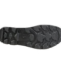 Bottom view of Mens Heavy Duty 14 Inch Steel Toe Work Boots Black Size 10 with rugged outsole for traction and stability.