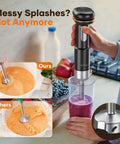 Cordless Immersion Blender With Removable 6000mAh Battery And Magnetic Fast Charging 5 In 1 Hand Mixer in use for smoothies.