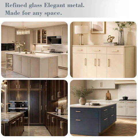Gold Cabinet Pulls With Crystal Accents 4 Pack Sparkling Rhinestone Drawer Handles For Kitchen Cabinets showcasing in kitchens.