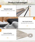 Product advantages of 550 Lb Capacity Double Hammock With Stand And Carry Bag For Outdoors And Indoors, showing height adjustments, material quality, stability features.