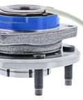 Single front wheel hub and bearing assembly with ABS sensor, sealed ball bearing, pre-greased OE-style for passenger cars and trucks