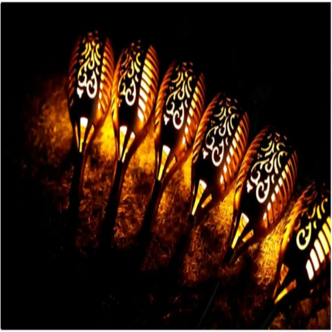 Solar Torch Lights With A Lit Flickering Flame Effect Outdoor Pathway Lights IP65 Waterproof For Garden Patio Yard Landscape Lanterns Auto On Off 10 Pack Easy Install Holiday Christmas Decor glowing in the dark