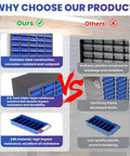 Comparison chart showcasing 75 Drawer Nut And Bolt Storage Organizer with stainless steel construction versus competitors.