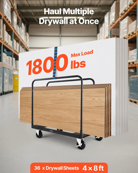 Beefy Heavy Duty Folding Table Cart With 1800 Lb Load Capacity, Steel Table Dolly On 5 Inch Swivel Casters, in warehouse