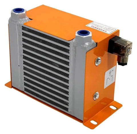 Orange high flow hydraulic air cooler for oil cooling heavy duty air cooled radiator heat exchanger 12V DC