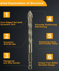 Amazon 5-piece high-strength eccentric drill bit set with hex shanks, 6/6/8/10/12 mm