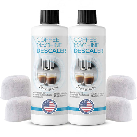 Descale Kit For Keurig 1.0 And 2.0 Coffee Makers And Espresso Machines, Descaler Solution With Four Uses Plus Four New Filters