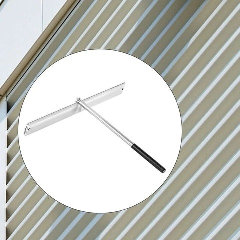 Sheet Metal Folding Hemming Tool For Standing Seam Roofs Long Handle Bender with black grip and background of metal roofing