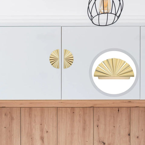 Antique Gold Semi Circle Cabinet Pulls Set Of 2 With 64mm Hole Spacing Zinc Alloy Drawer Handles for Kitchen Cabinets