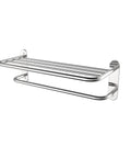 24 Inch Towel Rack With Top Shelf And Single Bar, Stainless Steel And Zinc Alloy Wall Mount Chrome Bathroom Accessory For Home Or Hotel