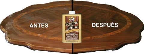 Restor A Shine Hardwood Floor Polish For Wood Furniture Polishing Compound 16 Oz Restores High Gloss Eliminates Fine Scratches Dullness Oxidation And Haze For Brighter Smoother Finish before and after application