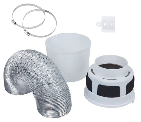 3 In 1 Indoor Dryer Vent Kit With Filter Bucket For Electric Dryers 4 Inch By 5 Feet Proflex Duct Silver with accessories