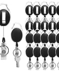 20 Pack Retractable Badge Holders With Carabiner Reel Clip For ID Cards And Keys displayed in organized rows