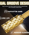 METOTY titanium-gold carbide burr for die grinder with 1/4 inch quick-change shank