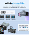 Phone Adapter With 360 Rotating Mount For Android And iPhone, Upgraded Binocular Photo Attachment showing compatibility details