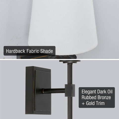 Dope Mid Century Modern Wall Sconce 20 Inch Tall With Oil Rubbed Bronze Finish And White Linen Shade Candle Style Wall Light
