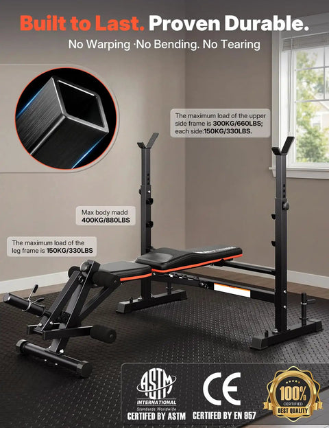 All In One Olympic Weight Bench With Roman Chair Preacher Curl And Leg Extension Foldable 1870 Pound Capacity Wide Bench Press Rack