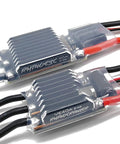 AM32 40A Crawler ESC With 5.2 To 8.2V BEC, two units with metallic casing, connected wires visible, for precise control on rock crawlers.