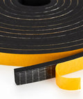 33 Feet Weather Stripping Door Seal Kit With 1/2 Inch Wide By 1/4 Inch Thick High Density Foam Tape And Adhesive Rubber Strip For Door Soundproofing And Window Insulation Stops Drafts And Boosts Energy Savings In Black showing black foam tape roll with yellow adhesive backing