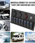 8 Gang Marine Switch Panel For Cars Boats And RVs 12V 24V LED Switch Panel With Dual USB Ports Voltmeter And Cigarette Lighter