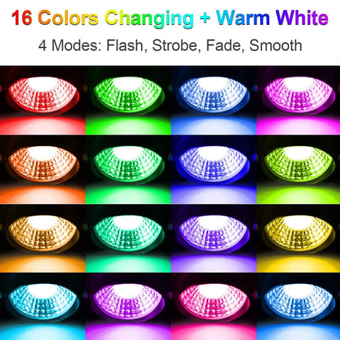 RGB Low Voltage Landscape Lights 6W Outdoor Garden Pathway Lighting Kit with Remote Control Waterproof 12V/24V 16 Color Changing LEDs for Indoor and Outdoor Decor 90 Degree Beam 8 Pack