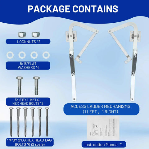 Package contents for 55-2 Attic Ladder Hinge Arms Compatible With Mk5 WU2210 W2208 W2210 After 2010 Ladders