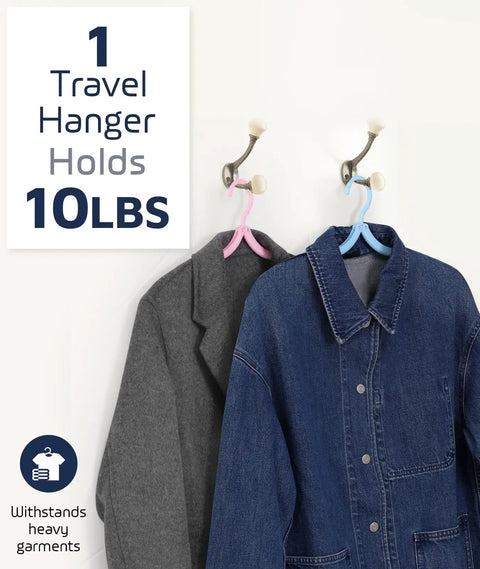 Ultra Compact Foldable Travel Hangers Set for Cruise Ship and Air Travel holding heavy coats