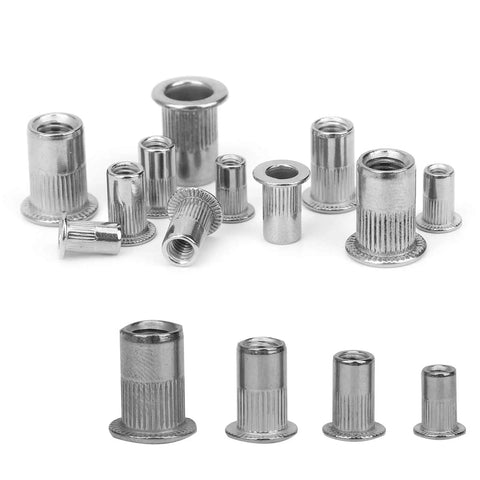 Heavy Duty Stainless Steel Rivet Nut Insert Kit M3 M4 M5 M6 Mixed Nuts For Metal Fabrication Automotive And Furniture Assembly Pro Grade 200 Piece Hardware Fastener Set No Welding Required